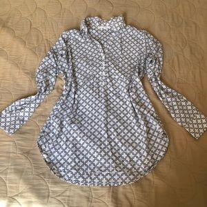 Pleione Blouse White and Black Print